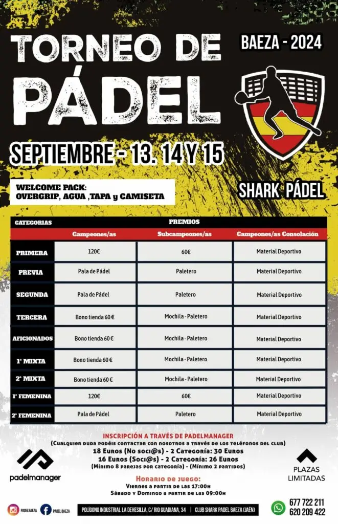 Cartel Torneo Padel Baeza Septiembre 2024